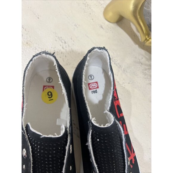 Ecko Red Poppy 158L Graffiti Slip On Laceless Sneakers Women Size 9 Black Rhino - Picture 7 of 8